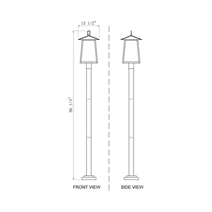 Rainer Outdoor Lean Post Light - line drawing.