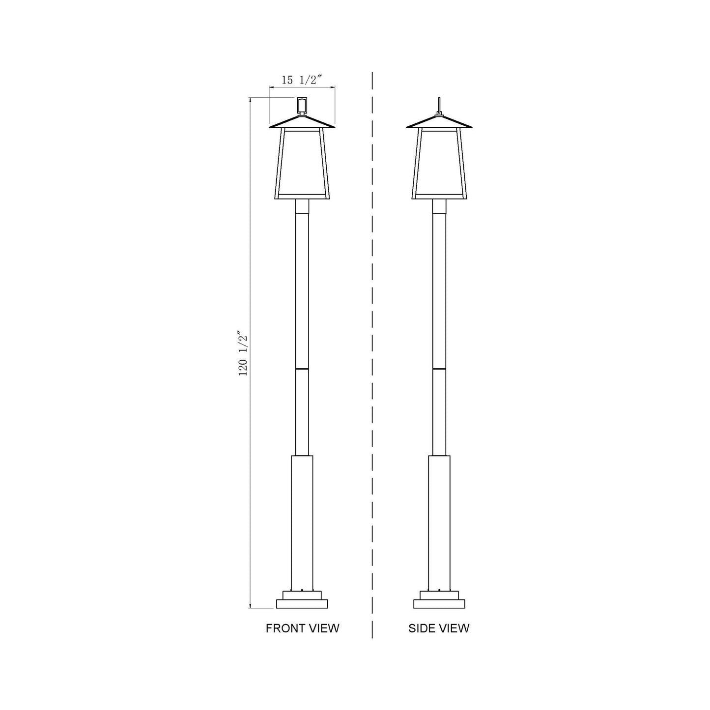 Rainer Outdoor Round Post Light - line drawing.
