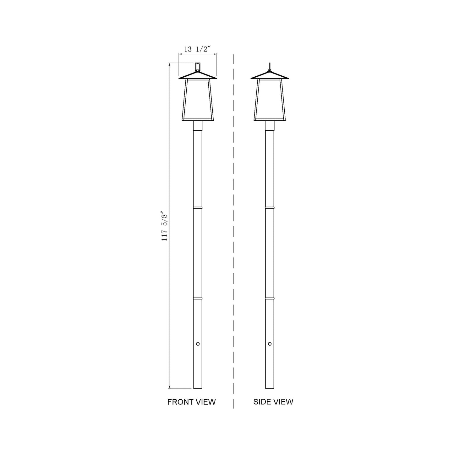 Rainer Outdoor Sleek Post Light - line drawing.