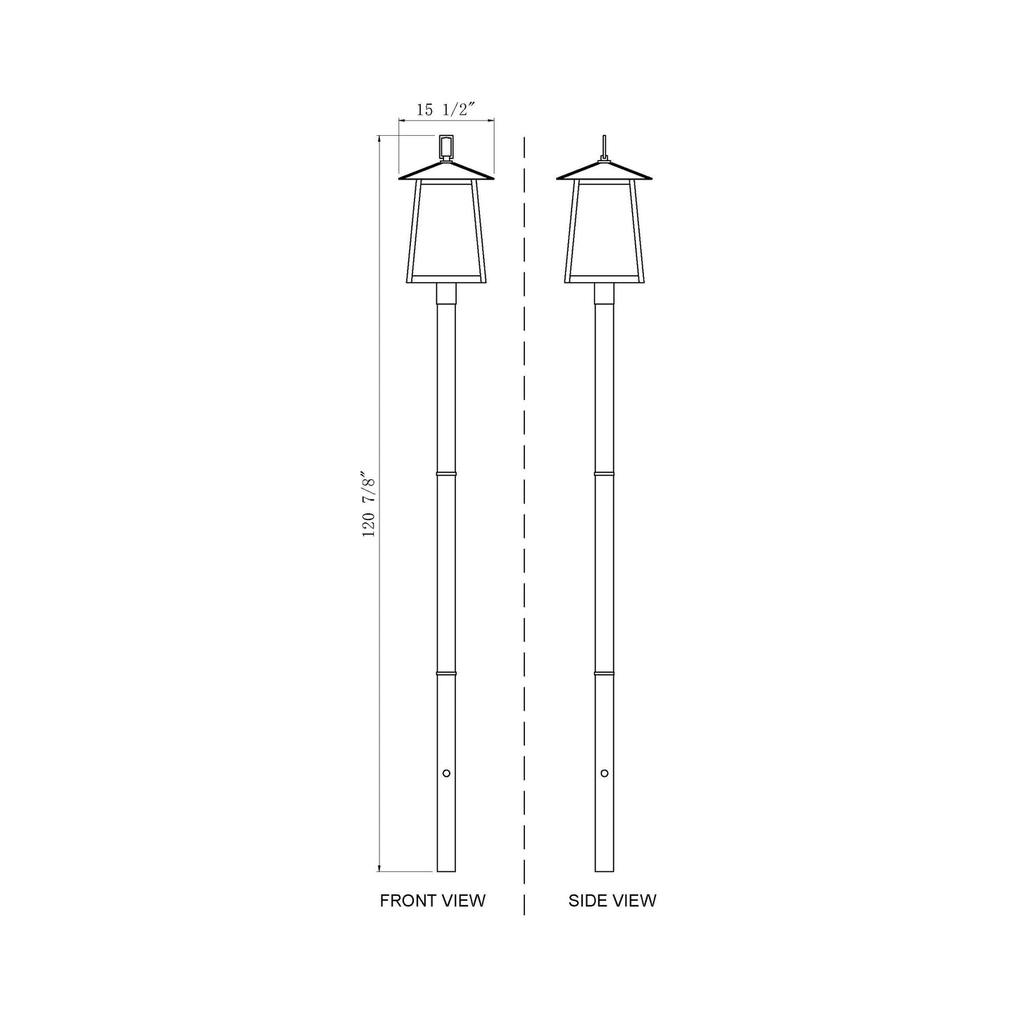 Rainer Outdoor Sleek Post Light - line drawing.
