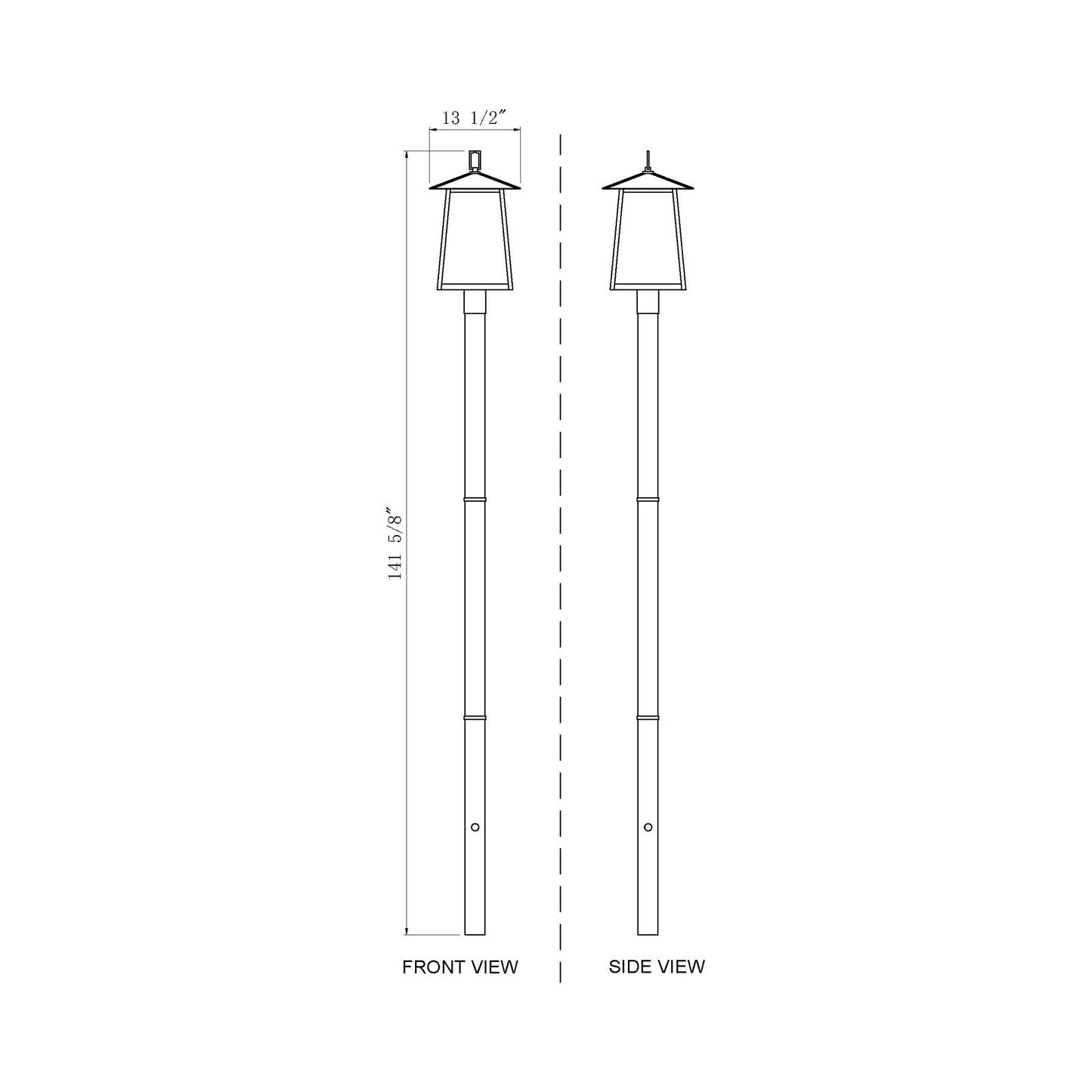 Rainer Outdoor Sleek Post Light - line drawing.