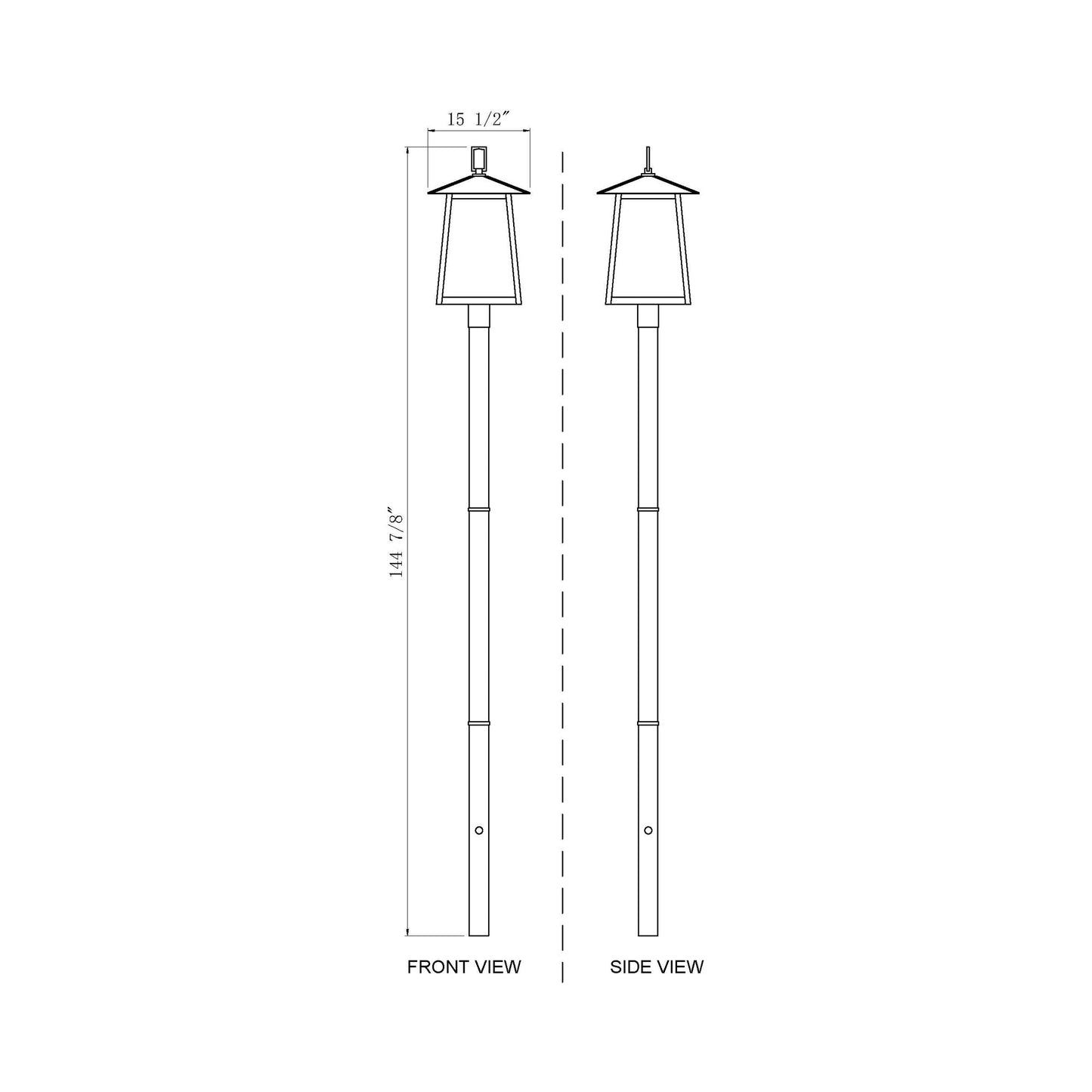 Rainer Outdoor Sleek Post Light - line drawing.