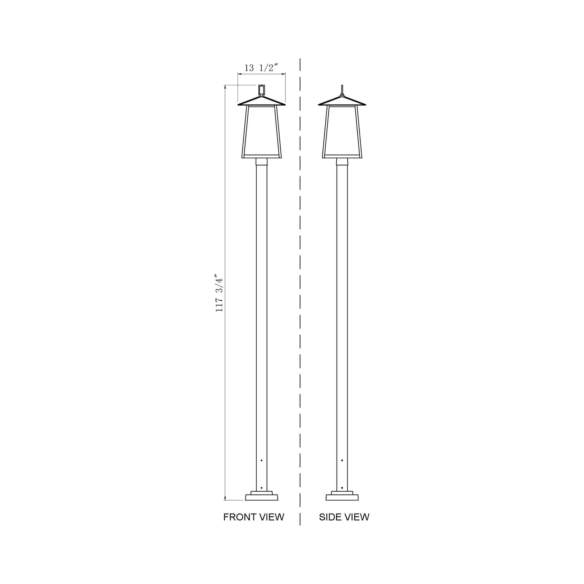 Rainer Outdoor Square Post Light - line drawing.
