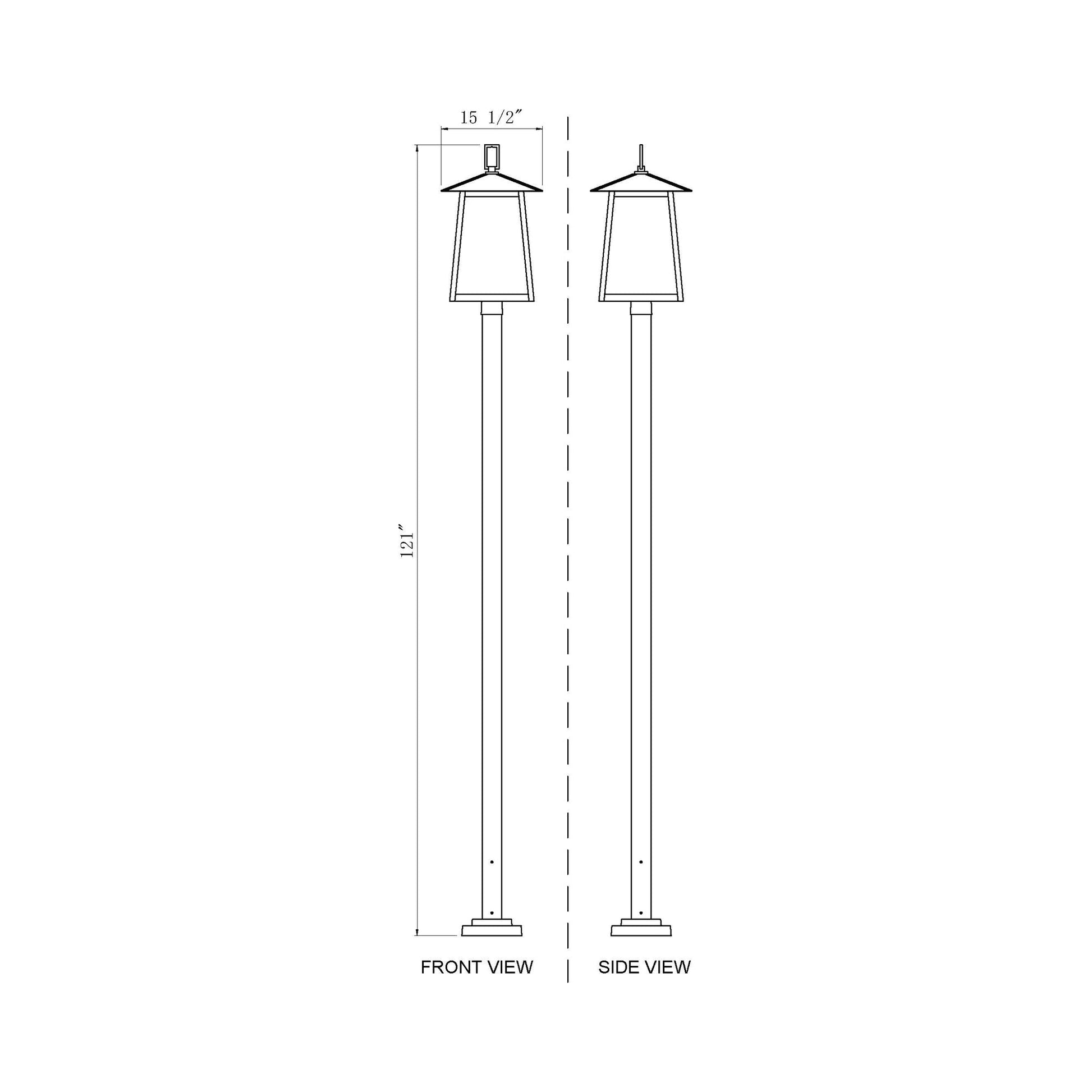 Rainer Outdoor Square Post Light - line drawing.