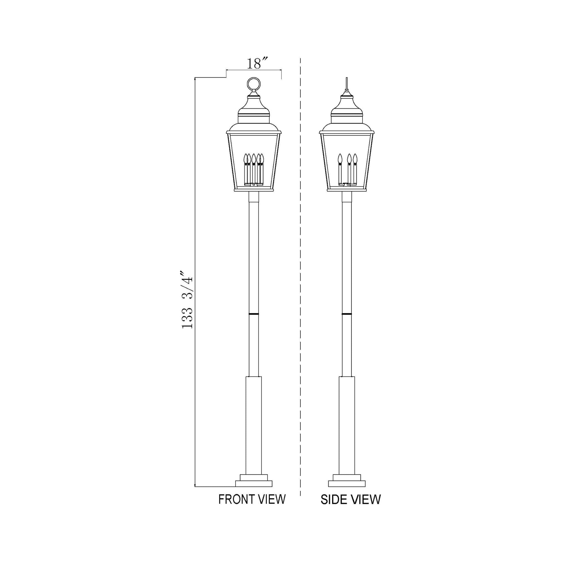 Raphael 5010 Outdoor Post Light - line drawing.