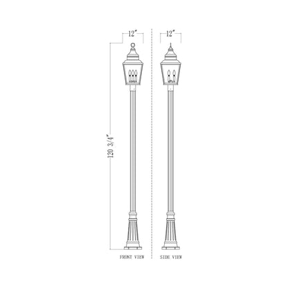 Raphael 5011 Outdoor Post Light - line drawing.
