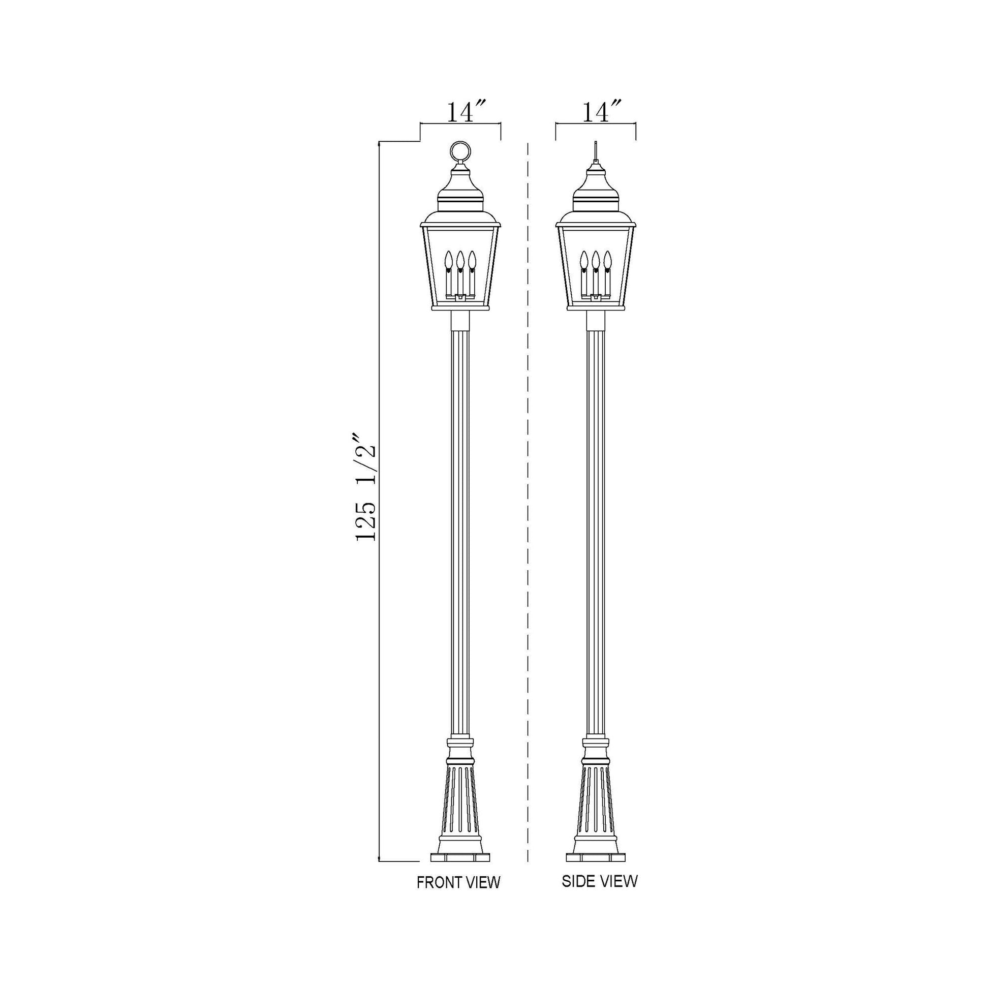 Raphael 5011 Outdoor Post Light - line drawing.