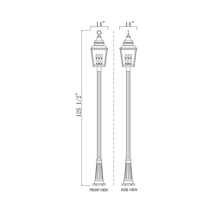 Raphael 5011 Outdoor Post Light - line drawing.