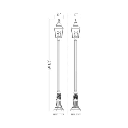 Raphael 518 Outdoor Post Light - line drawing.