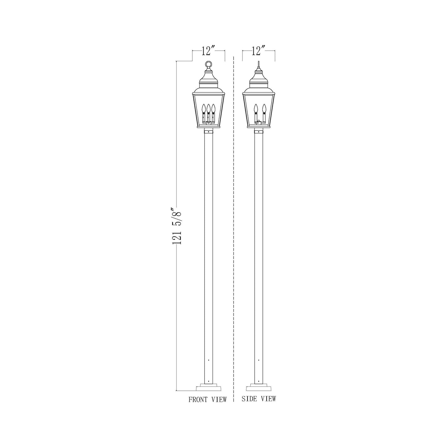 Raphael 536 Outdoor Post Light - line drawing.