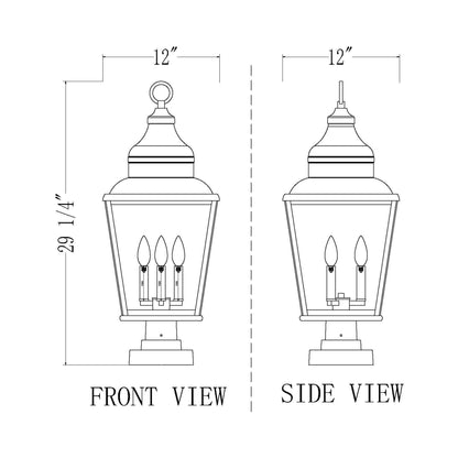 Raphael Outdoor Pier Mount Light - line drawing.