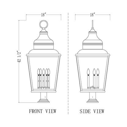 Raphael Outdoor Pier Mount Light - line drawing.