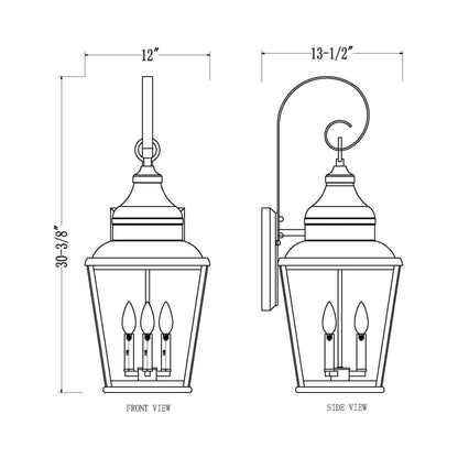 Raphael Outdoor Wall Light - line drawing.