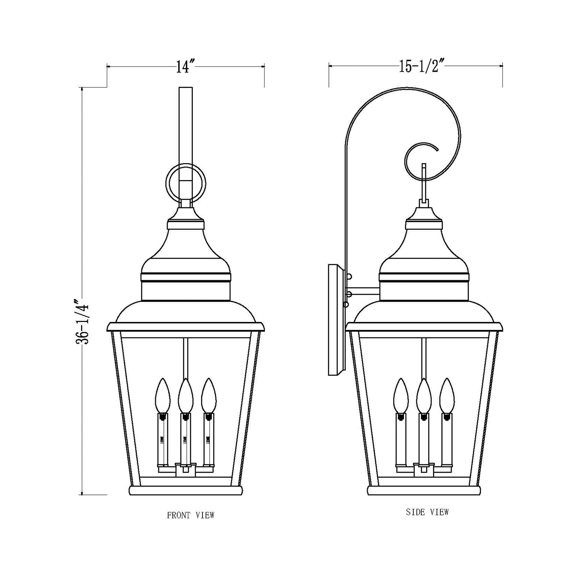Raphael Outdoor Wall Light - line drawing.