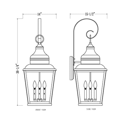 Raphael Outdoor Wall Light - line drawing.