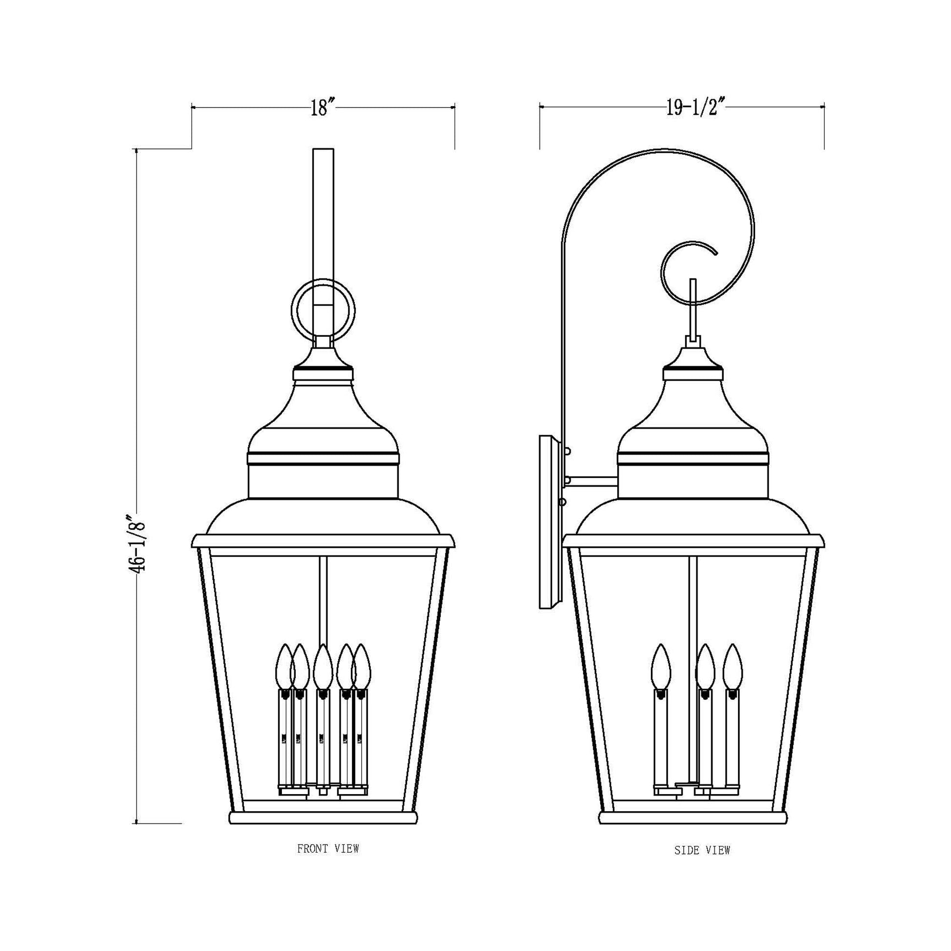 Raphael Outdoor Wall Light - line drawing.