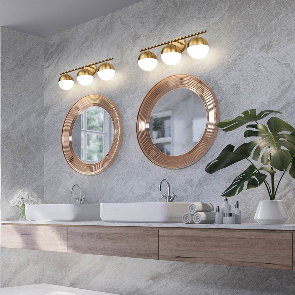 Realm Sphere Bath Vanity Light in bathroom.