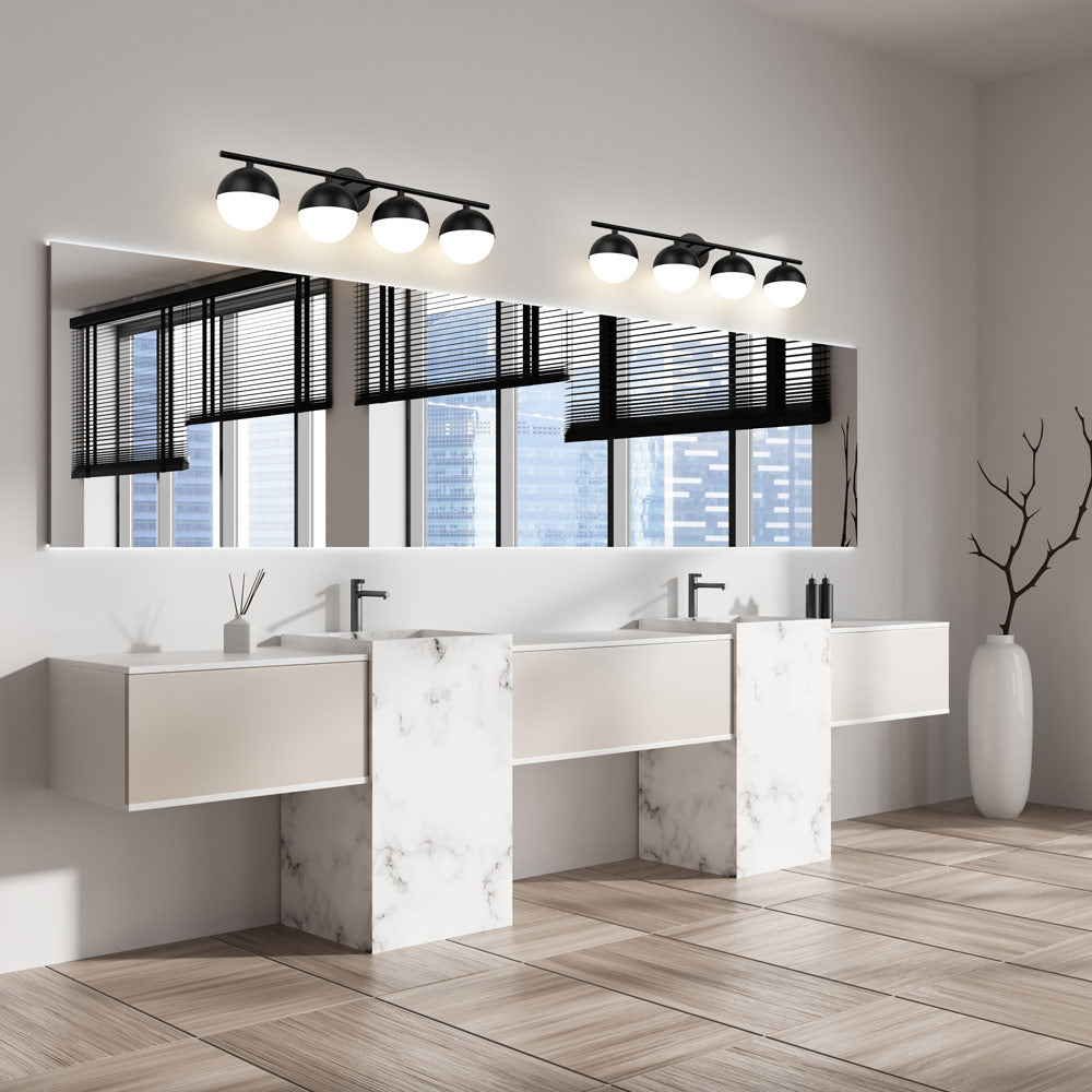 Realm Sphere Bath Vanity Light in bathroom.