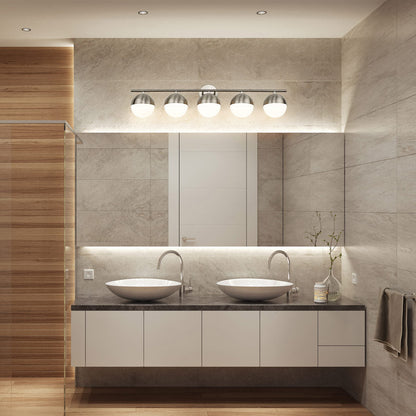 Realm Sphere Bath Vanity Light in bathroom.