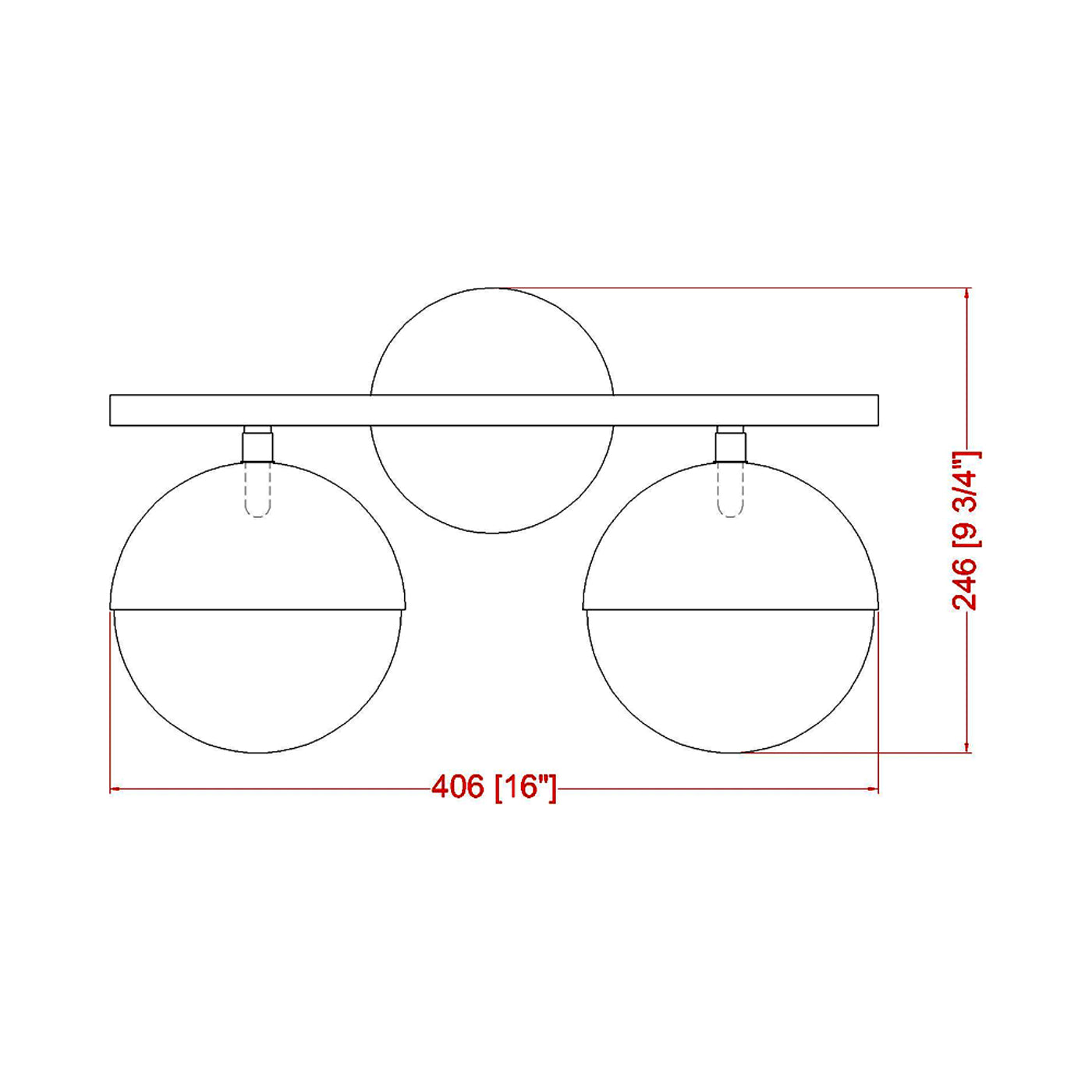Realm Sphere Bath Vanity Light - line drawing.