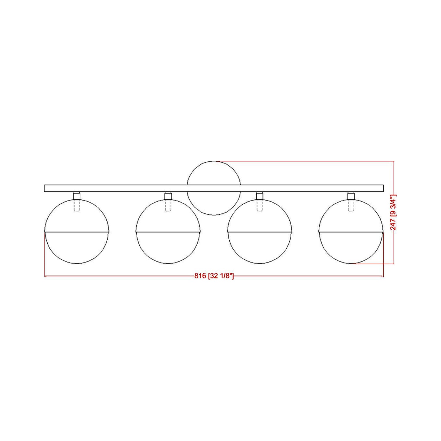 Realm Sphere Bath Vanity Light - line drawing.