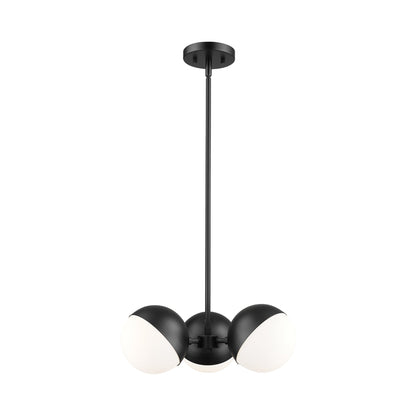Realm Sphere Chandelier in Matte Black (3-Light).