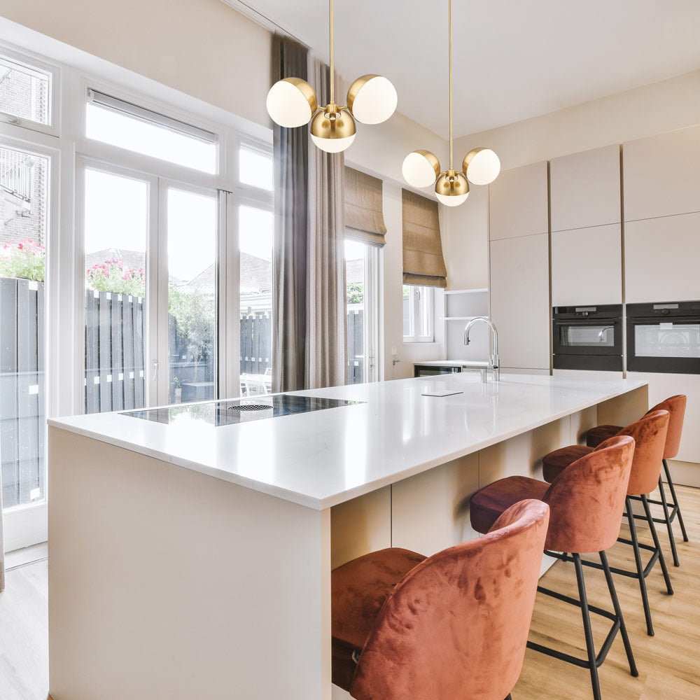 Realm Sphere Chandelier in kitchen.