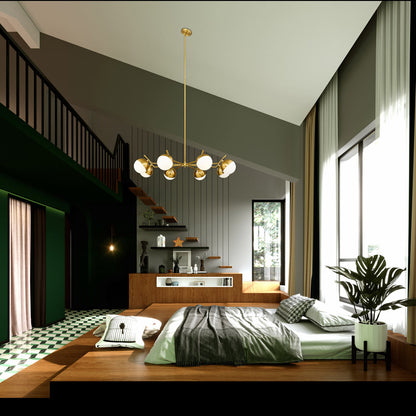 Realm Sphere Chandelier in bedroom.