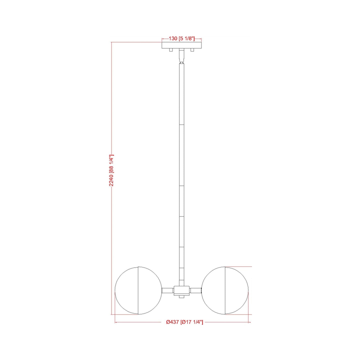 Realm Sphere Chandelier - line drawing.