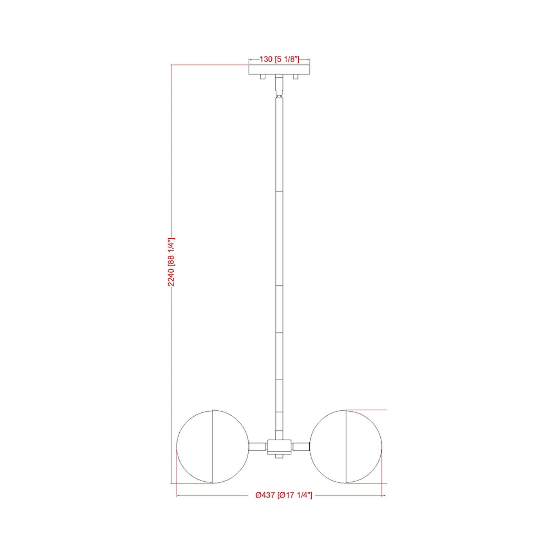 Realm Sphere Chandelier - line drawing.