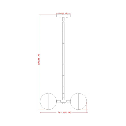 Realm Sphere Chandelier - line drawing.