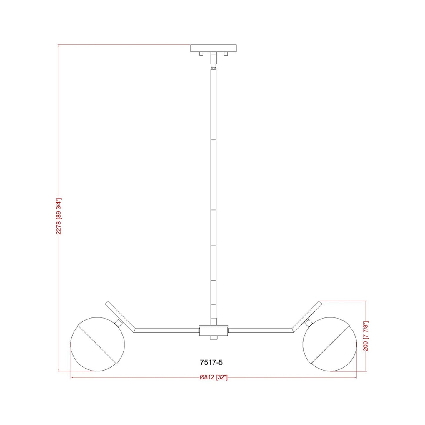 Realm Sphere Chandelier - line drawing.