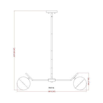 Realm Sphere Chandelier - line drawing.