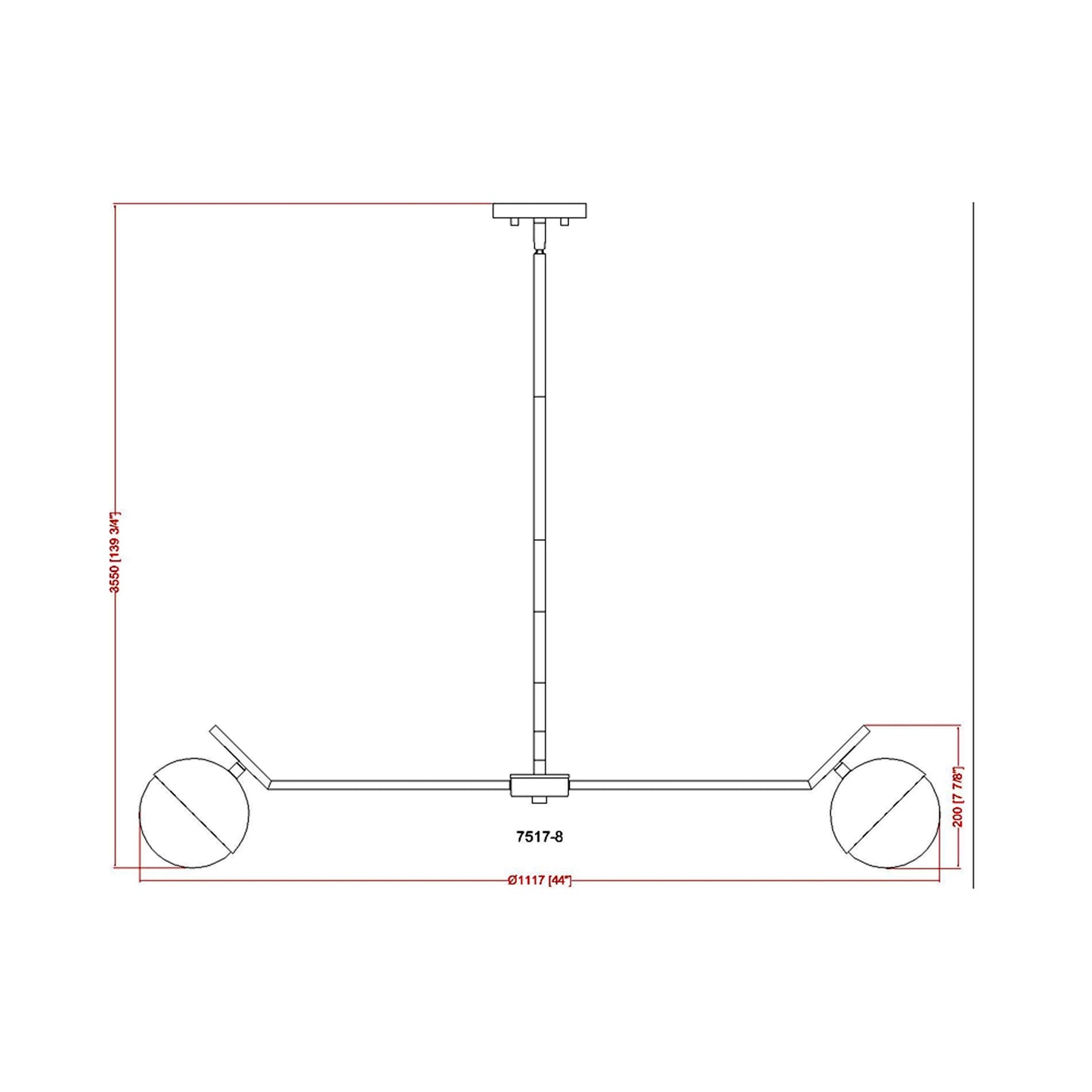 Realm Sphere Chandelier - line drawing.