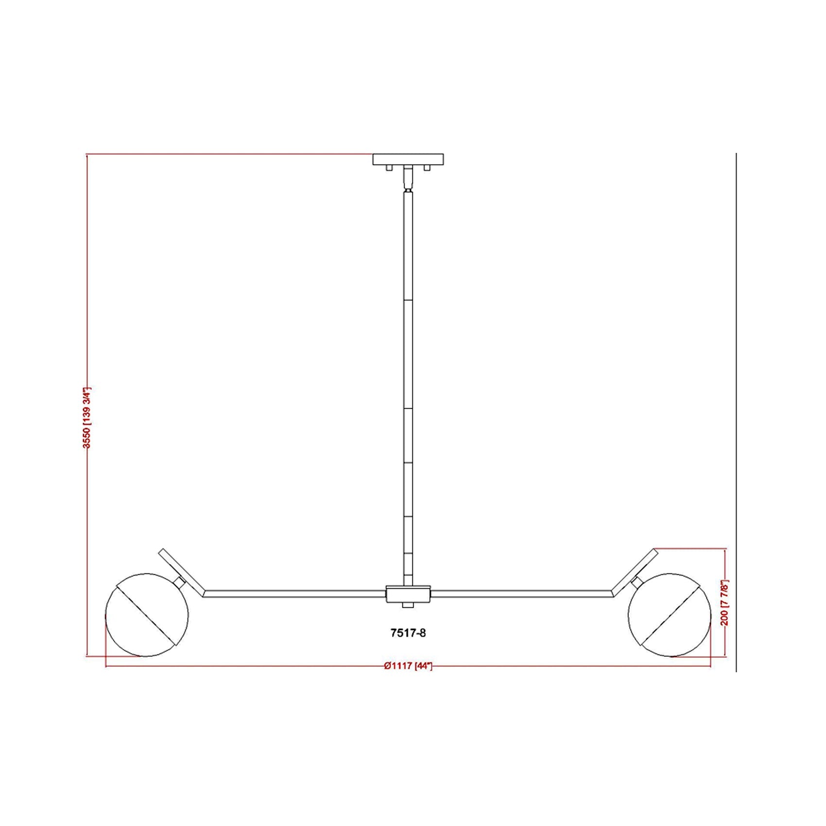 Realm Sphere Chandelier - line drawing.