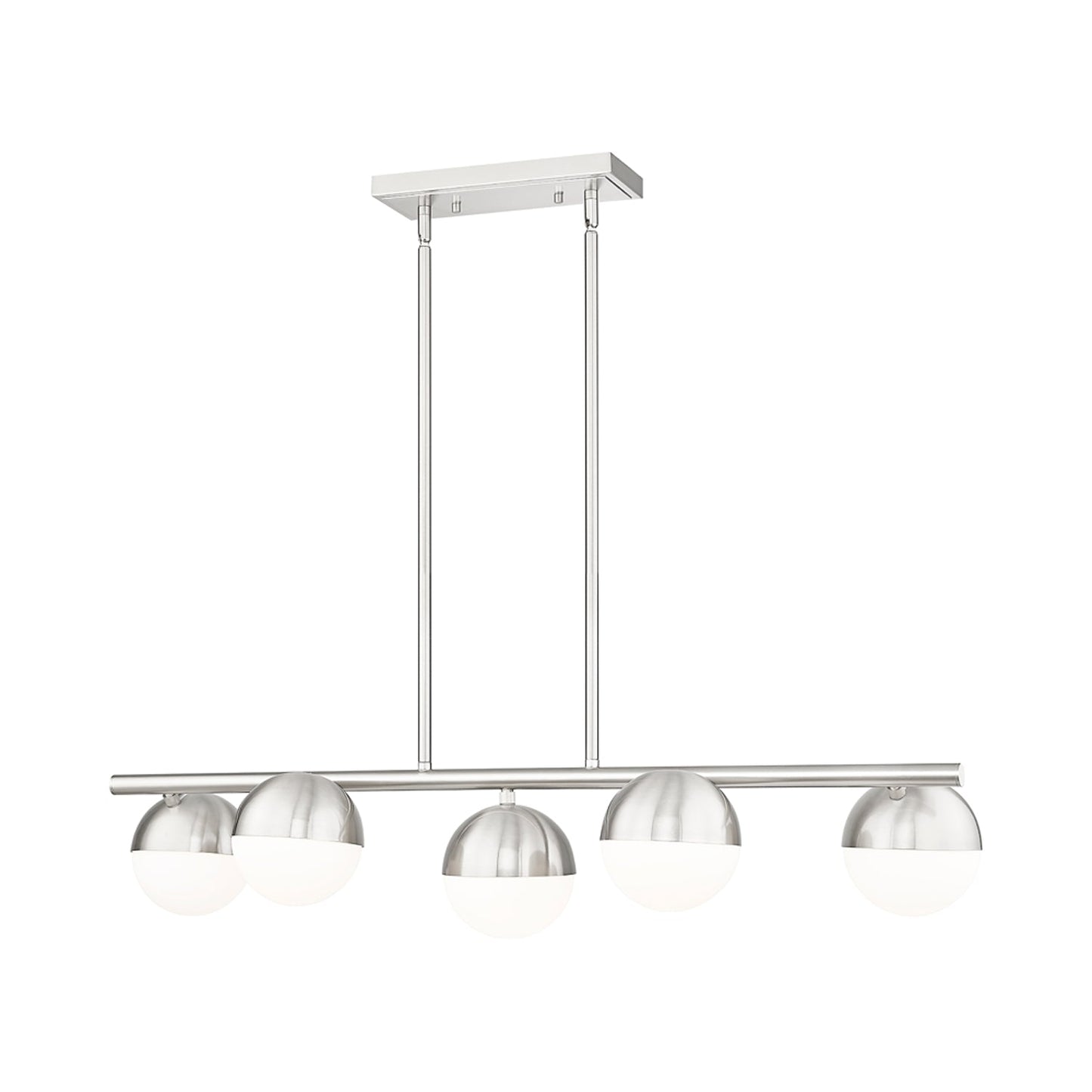 Realm Sphere Linear Chandelier in Brushed Nickel (5-Light).
