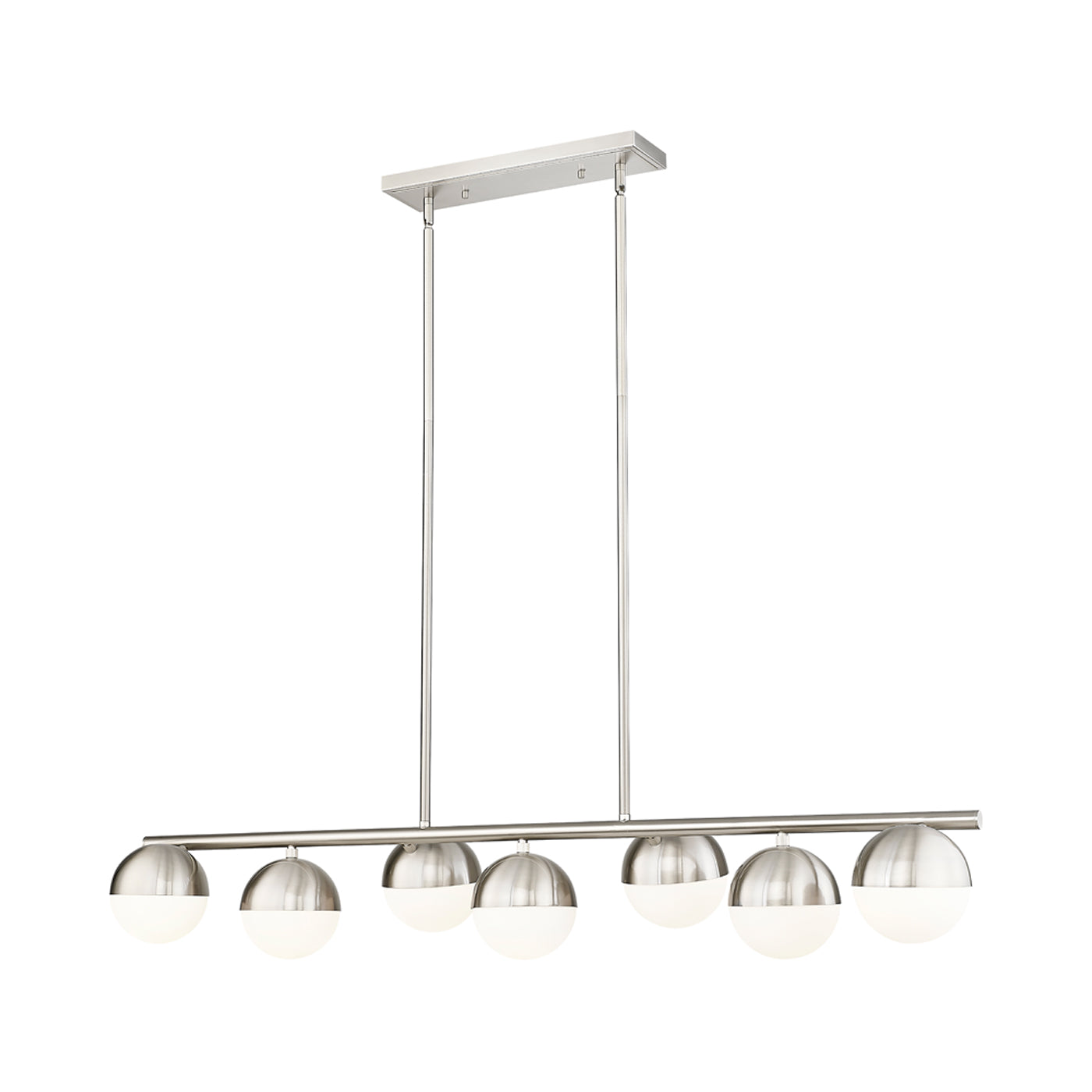 Realm Sphere Linear Chandelier in Brushed Nickel (7-Light).