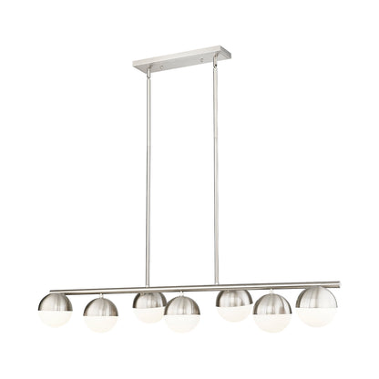 Realm Sphere Linear Chandelier in Brushed Nickel (7-Light).