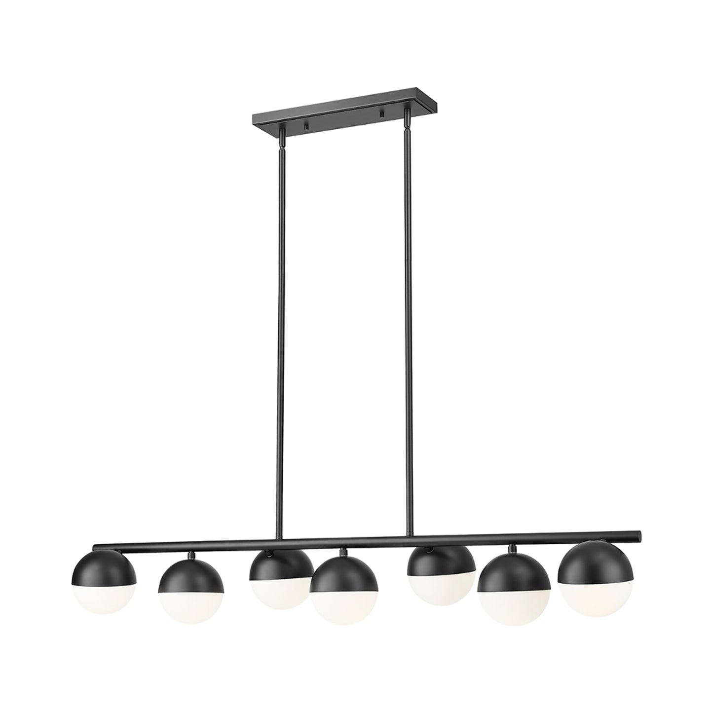 Realm Sphere Linear Chandelier in Matte Black (7-Light).