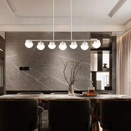 Realm Sphere Linear Chandelier in dining room.