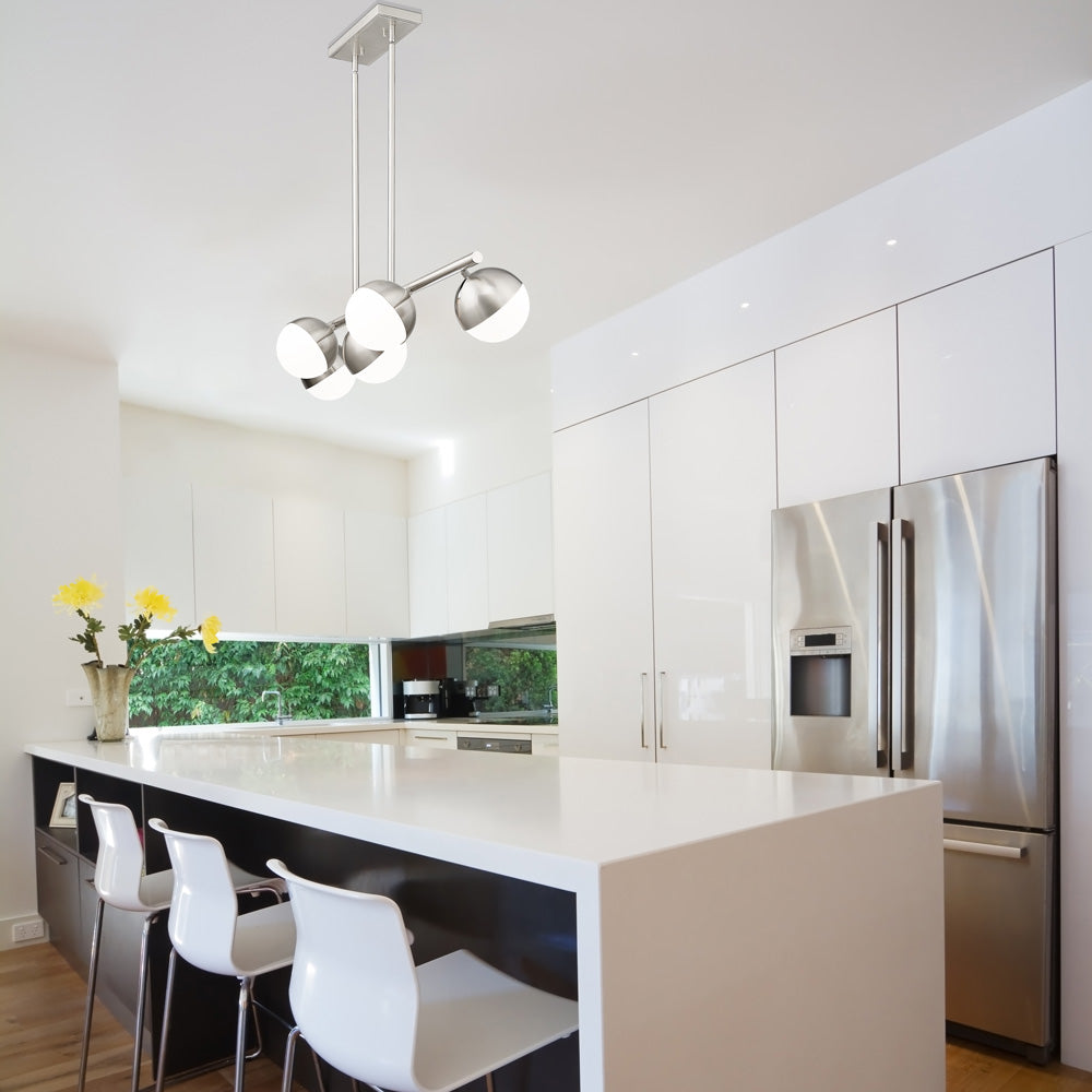 Realm Sphere Linear Chandelier in dining room.