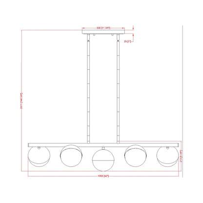 Realm Sphere Linear Chandelier - line drawing.