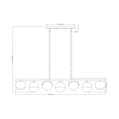 Realm Sphere Linear Chandelier - line drawing.