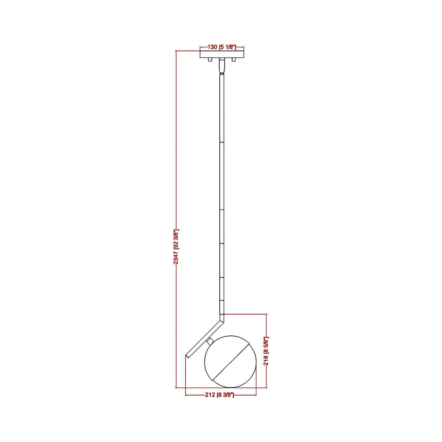 Realm Sphere Pendant Light - line drawing.
