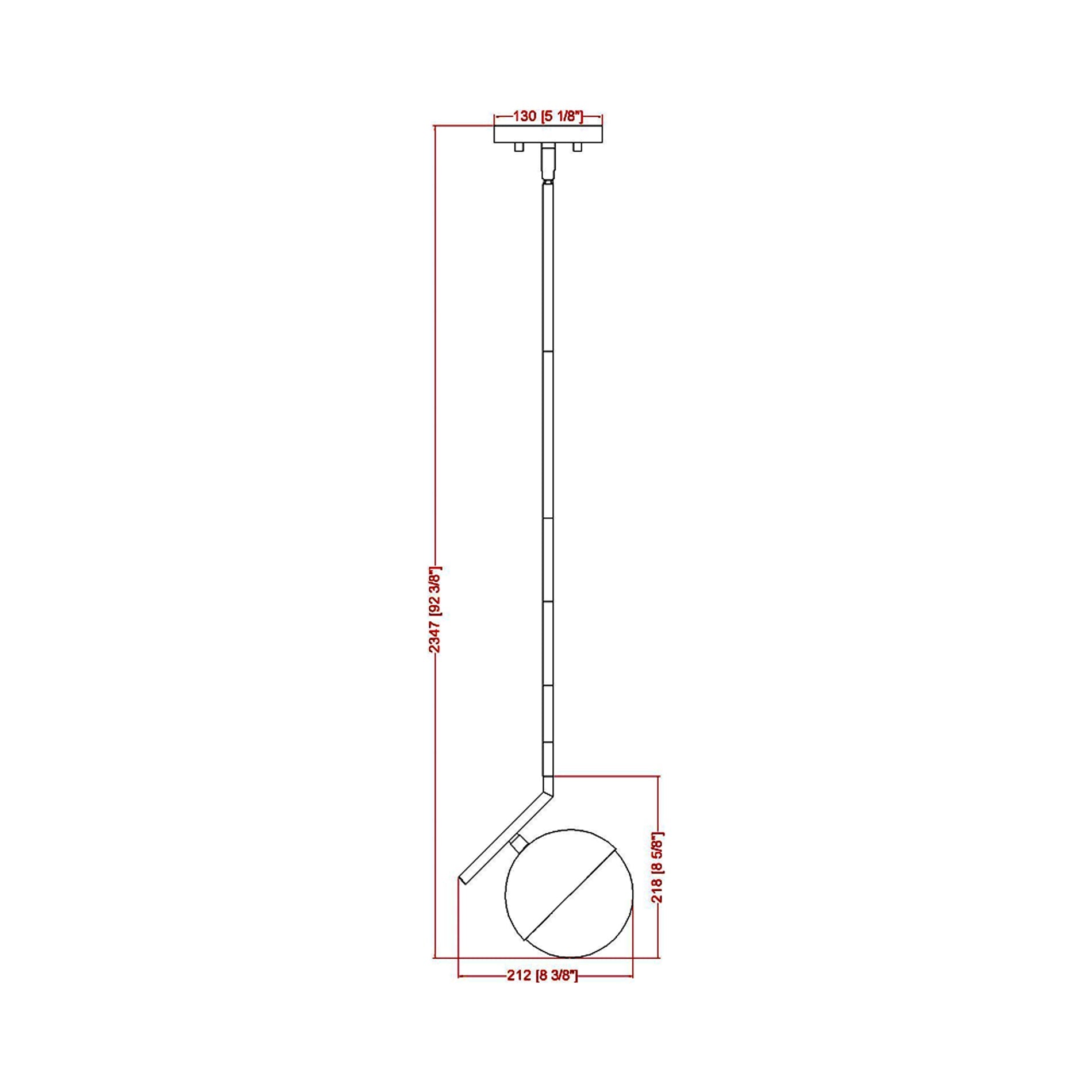 Realm Sphere Pendant Light - line drawing.