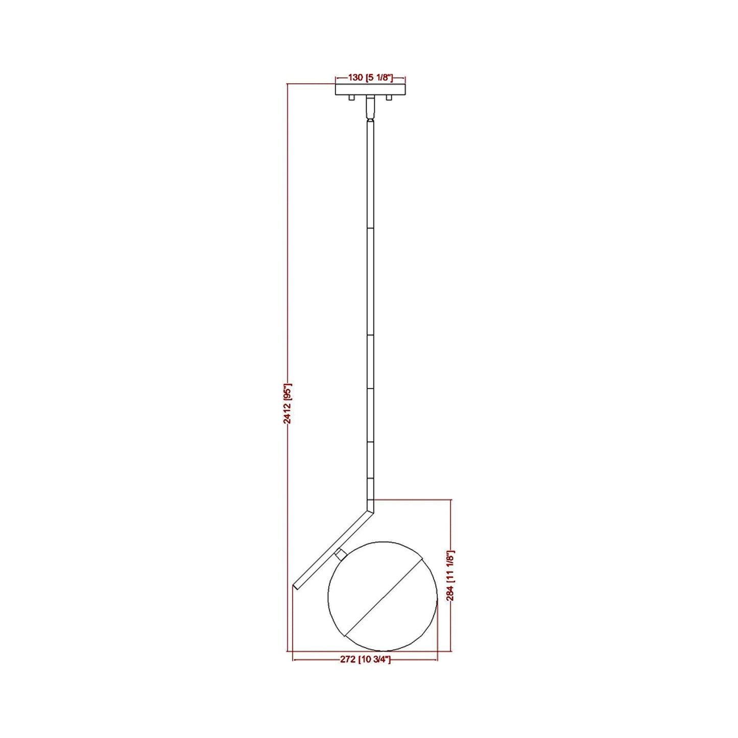 Realm Sphere Pendant Light - line drawing.