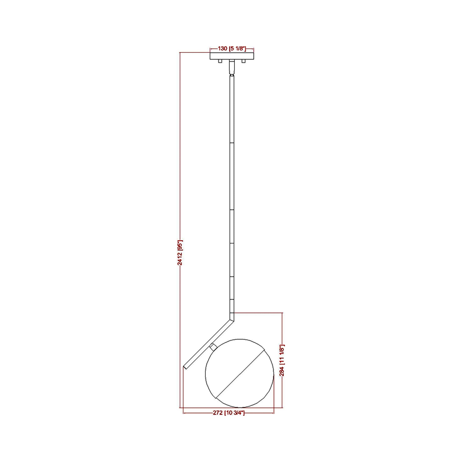 Realm Sphere Pendant Light - line drawing.