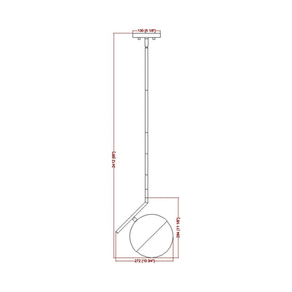 Realm Sphere Pendant Light - line drawing.