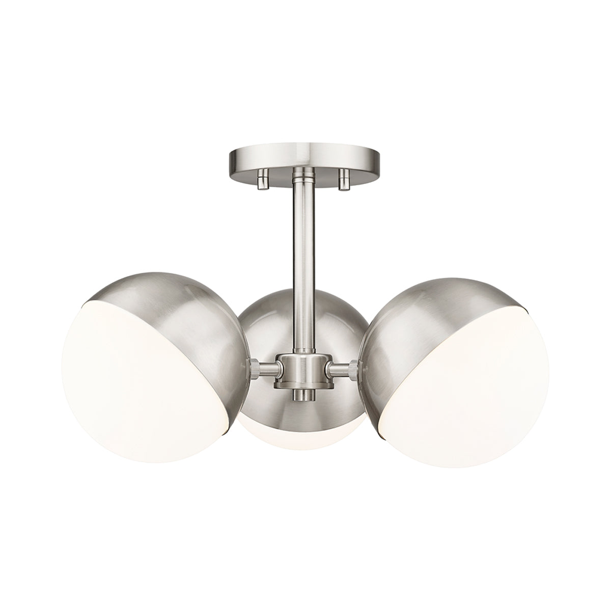 Realm Sphere Semi Flush Mount Ceiling Light in Brushed Nickel.