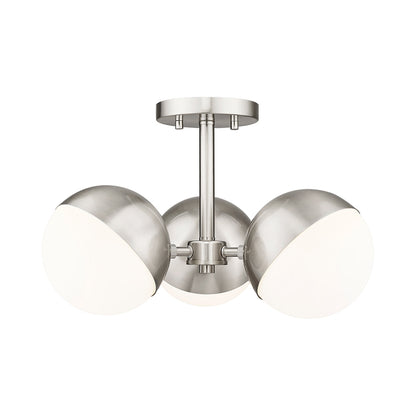Realm Sphere Semi Flush Mount Ceiling Light in Brushed Nickel.